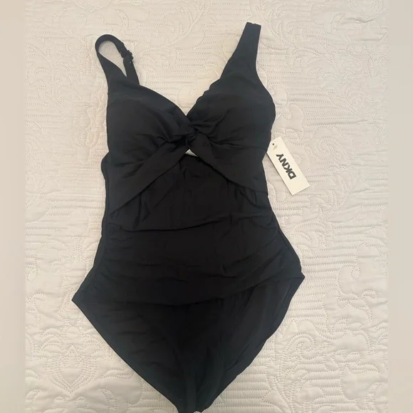 NWOT DKNY Women's Twist Tummy Control One Piece Swimsuit - Picture 6 of 8